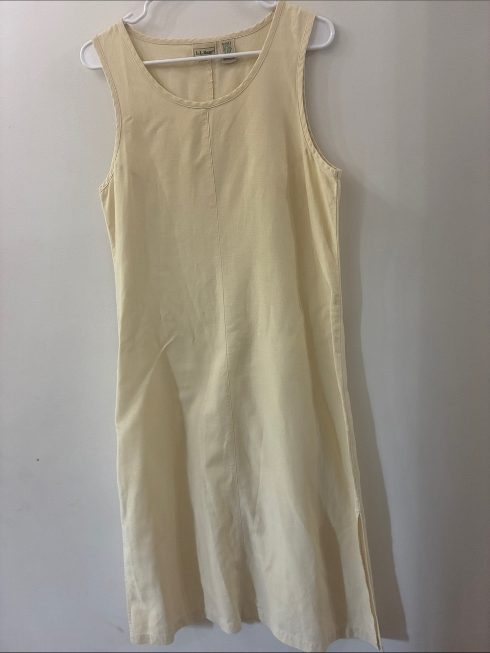 L.L. Bean Sleeveless soft yellow Shift Dress - size 8P - linen cotton blend